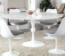 Ver imagem 1 de Mesa de Jantar Tulipa Saarinen Redonda 80cm Mármore Branco Extra - Branco