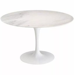 Mesa de Jantar Tulipa Saarinen Redonda 80cm Mármore Branco Extra - Branco - 2