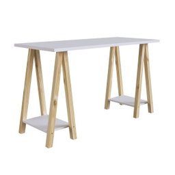 Escrivaninha Studio 136cm Branca com Madeira Pinus Natural Artesano - 2