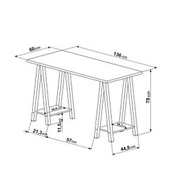 Escrivaninha Studio 136cm Branca com Madeira Pinus Natural Artesano - 3