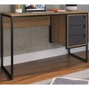 Ver imagem 2 de Escrivaninha Estilo Industrial 3 Gavetas Grafite Mel Pp Milani Store
