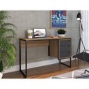 Ver imagem 4 de Escrivaninha Estilo Industrial 3 Gavetas Grafite Mel Pp Milani Store