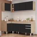 Ver imagem 2 de Armário de Cozinha Modulado de Canto Direito 4 Peças Cp41 Balcão com Tampo Castanho/preto - Lumil Lu