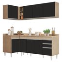 Ver imagem 1 de Armário de Cozinha Modulado de Canto Direito 4 Peças Cp41 Balcão com Tampo Castanho/preto - Lumil Lu