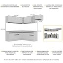 Ver imagem 4 de Armário de Cozinha Completa de Canto com Rodapé Veneza Multimóveis V2103 Branco/Preto