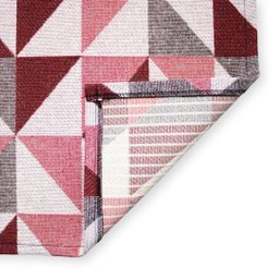 Kit Tapetes e Passadeira Jacquard Antiderrapante Geométrico Vermelho 3 Peças - 4