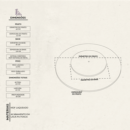 Prato Giratório para Servir na Mesa de Jantar 40 Cm - Preto - 6 Prato Giratório para Servir na Mesa de Jantar 40 Cm - Preto - 6