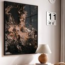 Ver imagem 1 de Quadro Decorativo Abstrato Black Mármore em Moldura Caixa Tacolado Moldura Trad 1cm Madeira Escura C