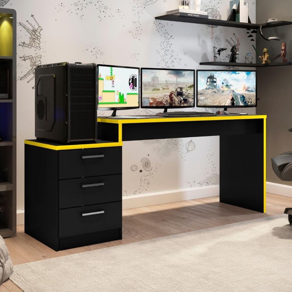 Mesa Gamer Para Computador Desk X5 Preto /Amarelo - 5