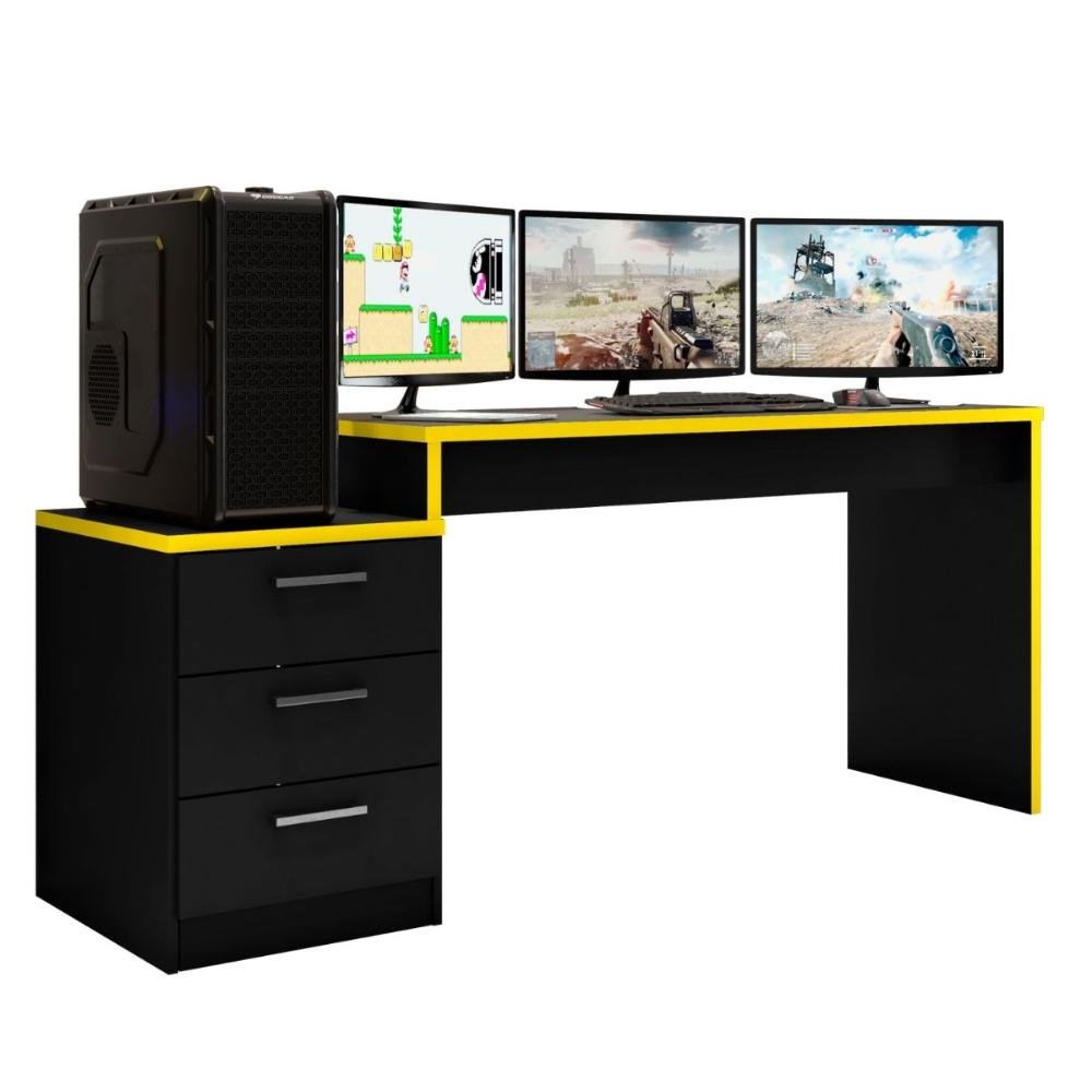 Mesa Gamer Para Computador Desk X5 Preto /Amarelo - 2