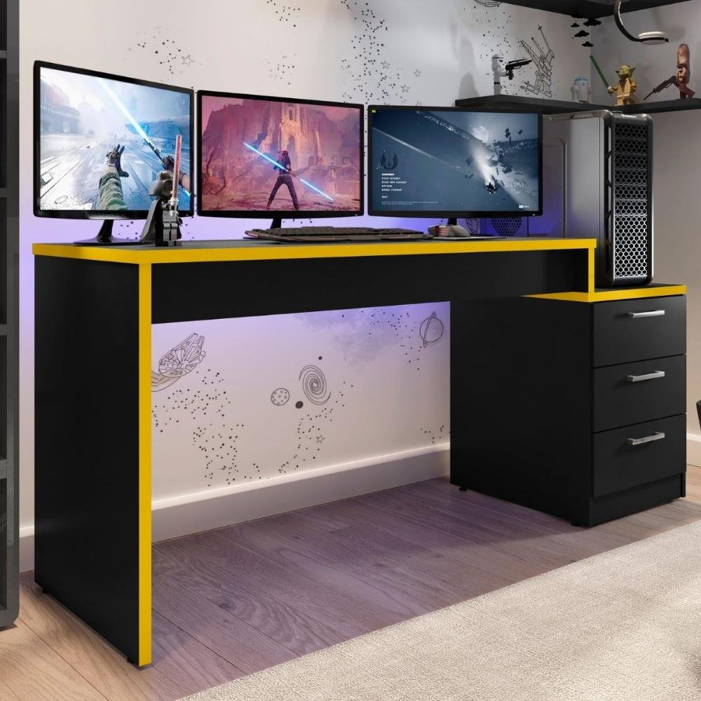 Mesa Gamer Para Computador Desk X5 Preto /Amarelo