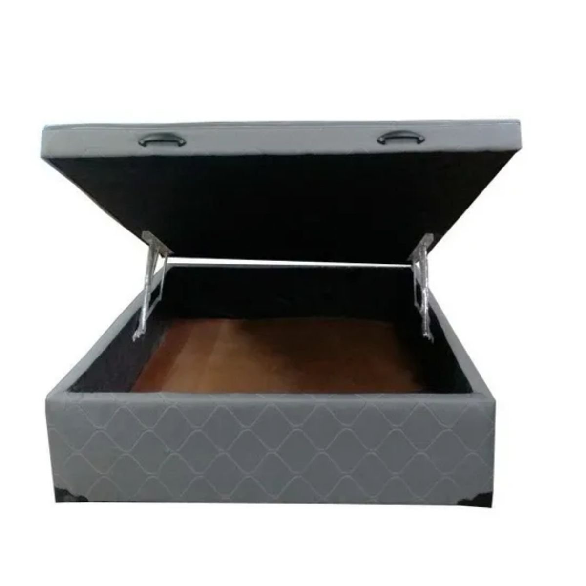 Cama Box Baú Casal Blindada/reforçada - Tecido Bordado Cinza - 2