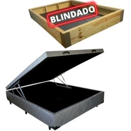 Cama Box Baú Casal Blindada/reforçada - Tecido Bordado Cinza - 1