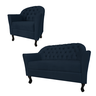 Conjunto Namoradeira com 1 Poltrona para Sala de Estar Júlia Suede Azul Marinho - Dl Decor - 1