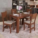 Ver imagem 1 de Conjunto Mesa Retangular Pérola Fosca com 04 Cadeiras - Bagum Bege Naturalle