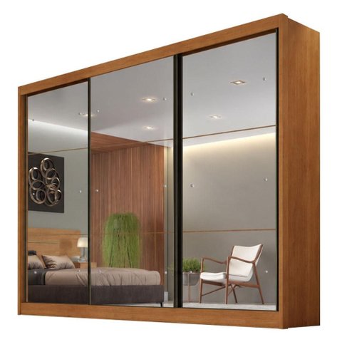 Guarda Roupa Atlanta 3 Portas e 6 Gavetas com 9 Espelhos Cinamomo - Novo Horizonte