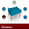 Kit 02 Puff para Sala e Quarto Madeira Decorativo Opala Suede Azul Turqueza - 3