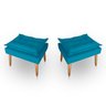 Kit 02 Puff para Sala e Quarto Madeira Decorativo Opala Suede Azul Turqueza - 1