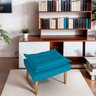 Kit 02 Puff para Sala e Quarto Madeira Decorativo Opala Suede Azul Turqueza - 2