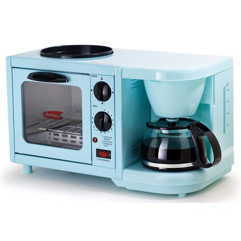 Elite Gourmet Ebk-200bl Estação de Café da Manhã 3 em 1 Retro Aqua