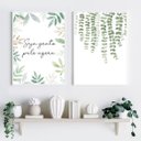 Ver imagem 1 de Kit 2 Quadros Decorativos Seja Grato - Folhas 24x18cm:madeira Preta