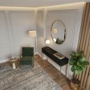 Ver imagem 2 de Aparador Buffet 110cm 2 Gavetas Preto com Dourado