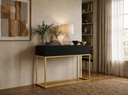 Ver imagem 1 de Aparador Buffet 110cm 2 Gavetas Preto com Dourado