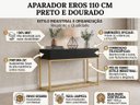 Ver imagem 2 de Aparador Buffet 110cm 2 Gavetas Preto com Dourado