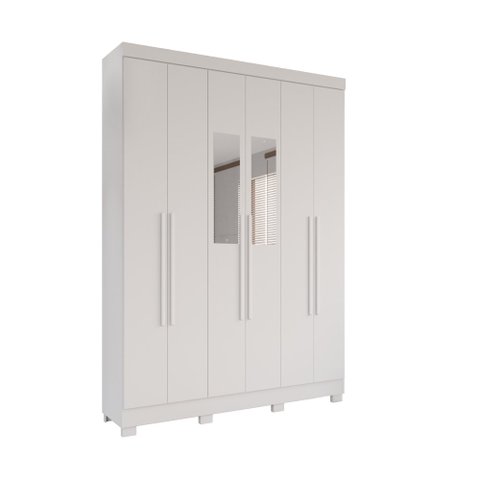Guarda-roupa Recife 6 Portas 2 Gavetas com Espelho Salleto Branco