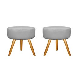 Kit 2 Puffs Sofia Palito Mel Suede Cinza - 1 Kit 2 Puffs Sofia Palito Mel Suede Cinza - 1