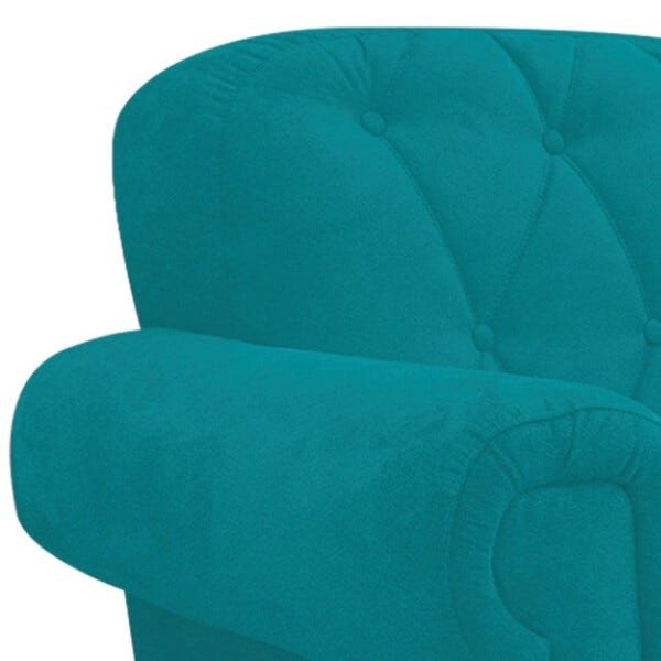 kit Namoradeira e Puff Decorativos Dani Suede Azul Turquesa - Doce Sonho Móveis - 6