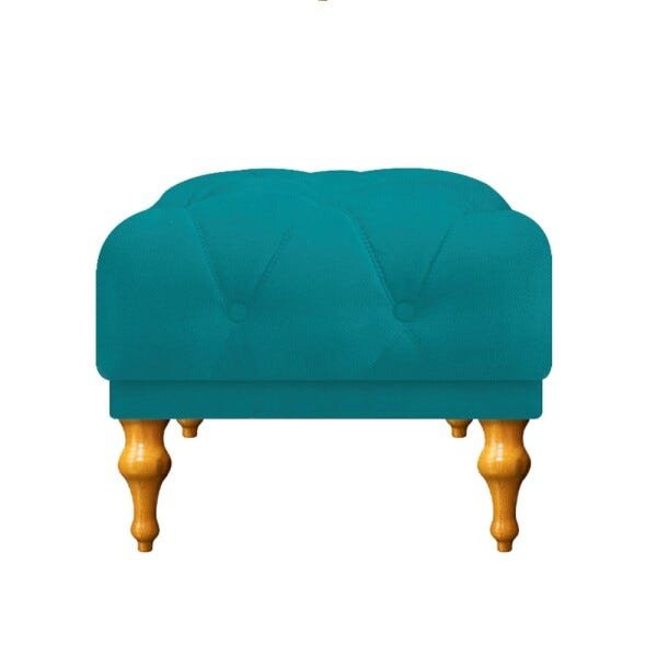 kit Namoradeira e Puff Decorativos Dani Suede Azul Turquesa - Doce Sonho Móveis - 3