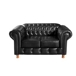 Conjunto Sofá Luís Xv 2 e 3 Lugares Chesterfield Capitonê Retrô - Couríssimo Preto - 2