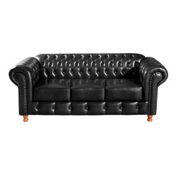 Conjunto Sofá Luís Xv 2 e 3 Lugares Chesterfield Capitonê Retrô - Couríssimo Preto - 4