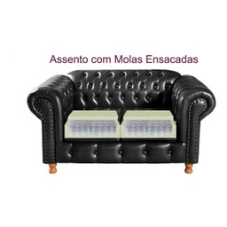 Conjunto Sofá Luís Xv 2 e 3 Lugares Chesterfield Capitonê Retrô - Couríssimo Preto - 3