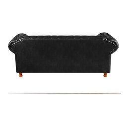Conjunto Sofá Luís Xv 2 e 3 Lugares Chesterfield Capitonê Retrô - Couríssimo Preto - 5