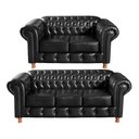 Ver imagem 1 de Conjunto Sofá Luís Xv 2 e 3 Lugares Chesterfield Capitonê Retrô - Couríssimo Preto
