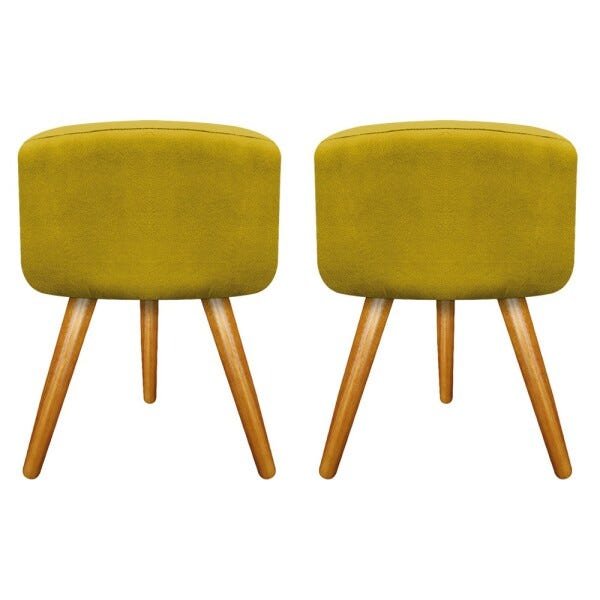 Puff Redondo para Sala e Quarto Palito Mel Suede Amarelo - WeD