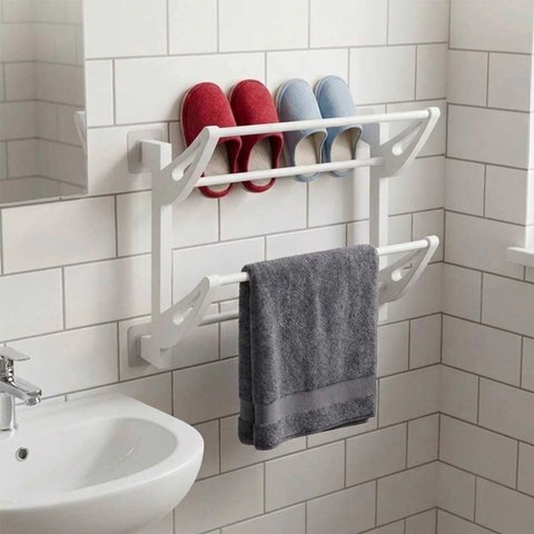Suporte Organizador Roupas Sapatos Toalhas Banheiro Parede Adesivo Quarto Closet Lavanderia Sala Cas