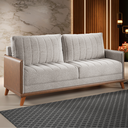 Ver imagem 1 de Estofado Living Premium 2m 4 Lugares Laterais em Corano Linho Kaki/durango - Casa Giulia