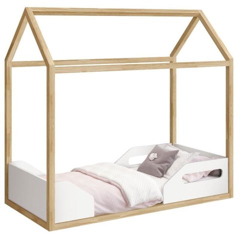 Mini Cama Montessoriana Zoe Branco Acetinado Pinus Natural – Reller