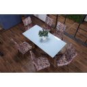 Ver imagem 2 de Kit de Capas de Cadeira Estofada 4 Lugares Mesa de Jantar Protege Muda a Decoração Malha Helanca Est