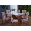 Ver imagem 1 de Kit de Capas de Cadeira Estofada 4 Lugares Mesa de Jantar Protege Muda a Decoração Malha Helanca Est