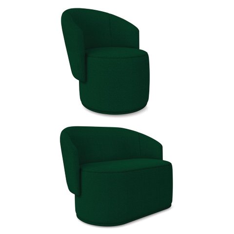 Sofá Namoradeira e Poltrona Orgânica para Sala Malu Bouclê Verde M11 - D’Rossi
