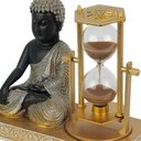 Ver imagem 5 de Escultura Buda com Ampulheta Decorativa Objeto Decorativo Preto e Dourado - 16cm
