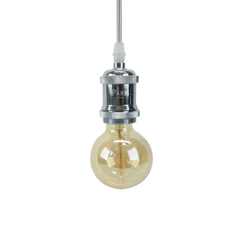 Pendente Soquete E27 Cromado 150cm PARIS LUZ