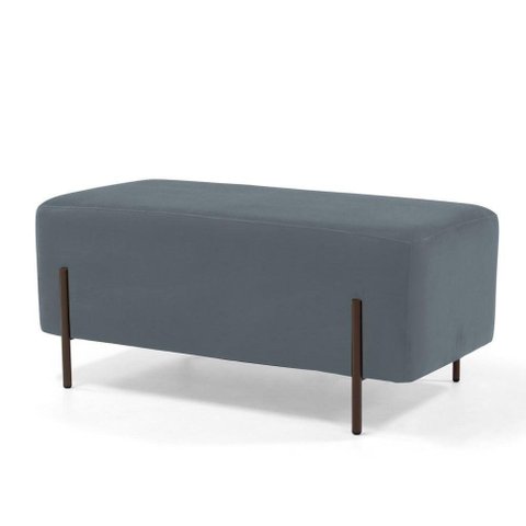 Puff Decorativo 90cm Base Aço Status B-317 Veludo Cinza