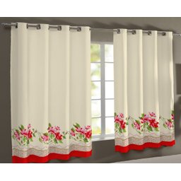 Cortina De Cozinha 2 00 X 1 50 Estampada:ramoseflores - 1