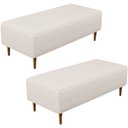 Ver imagem 1 de Kit 02 Puffs Decorativo Sala de Estar Bali W01 Pés Palito 120x50 cm Bouclê Cru - Lyam Lyam Decor
