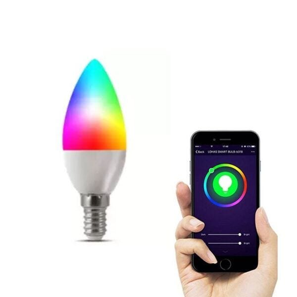 Lâmpada Inteligente Colorida RGB Vela Smart Led 5w